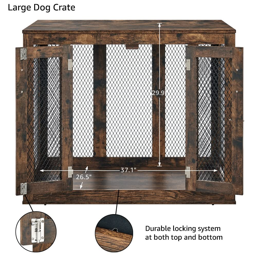 【Pet】Furniture Style Dog Crate with Cushion & Tray, Mesh Dog Kennels, End Table Dog House