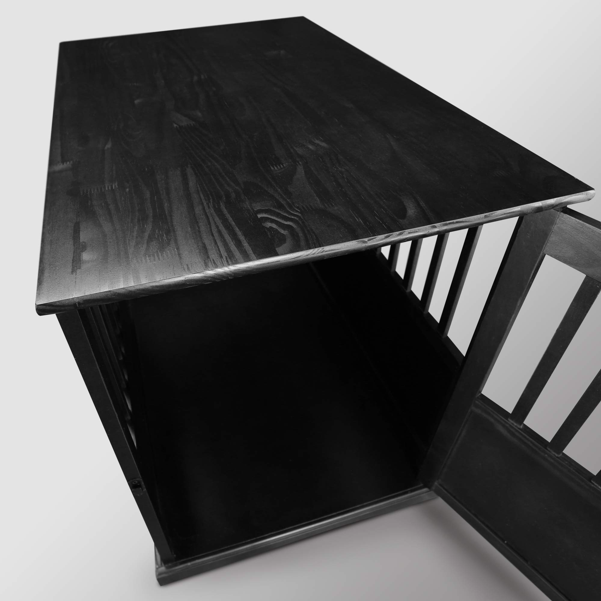 【Pet】Wooden Large Pet Crate, End Table, Black