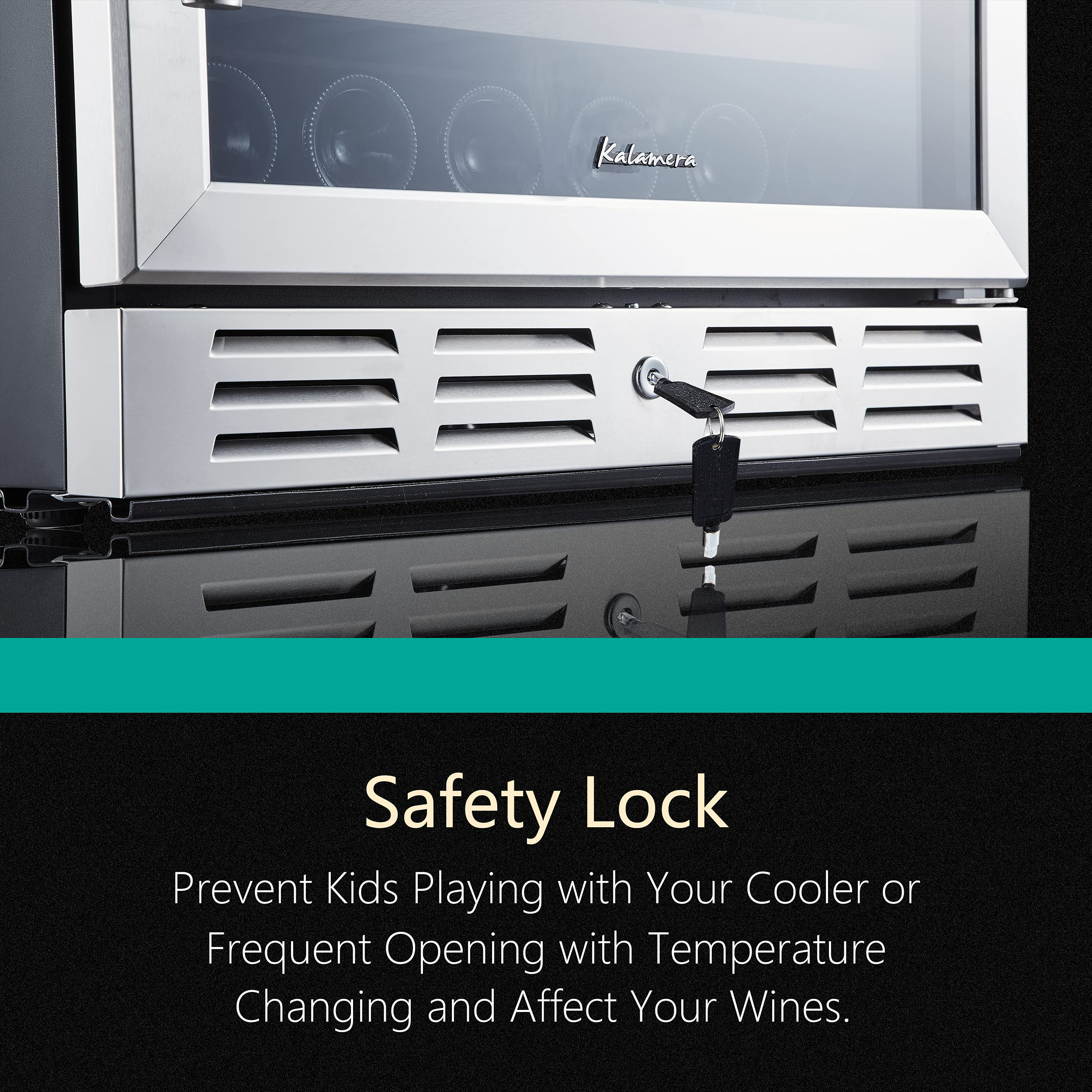 【Appliances】Kalamera 24'' Wine Cooler Refrigerator 46 Bottle Dual Zone Built-in or Freestanding Fridge