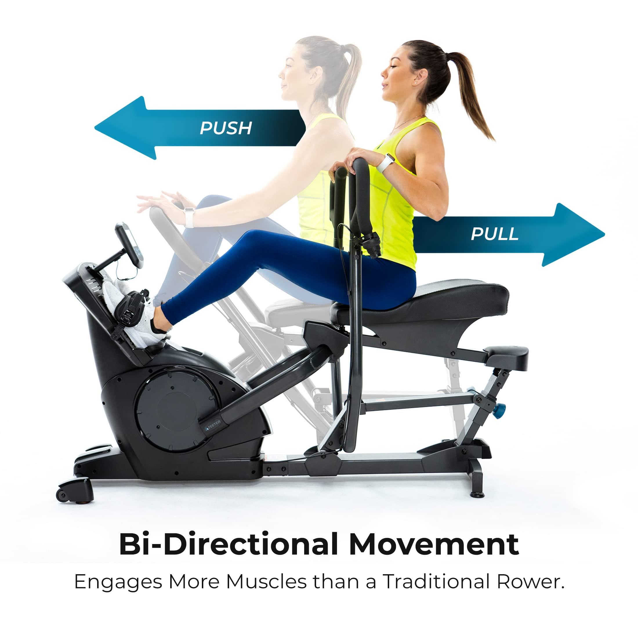 【Sports&Outdoors】Power10 Rower with 2-Way Magnetic Resistance Elliptical Motion – Indoor Rowing Machine w/Bluetooth HRM