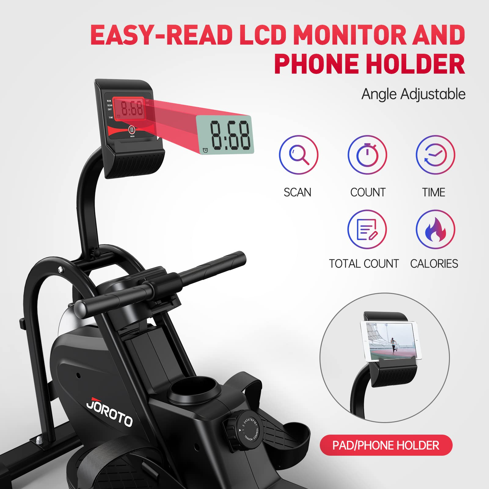 【Sports&Outdoors】Magnetic Rower Rowing Machine with LCD Display 300LB Weight Capacity Row Machine Exercise Rower