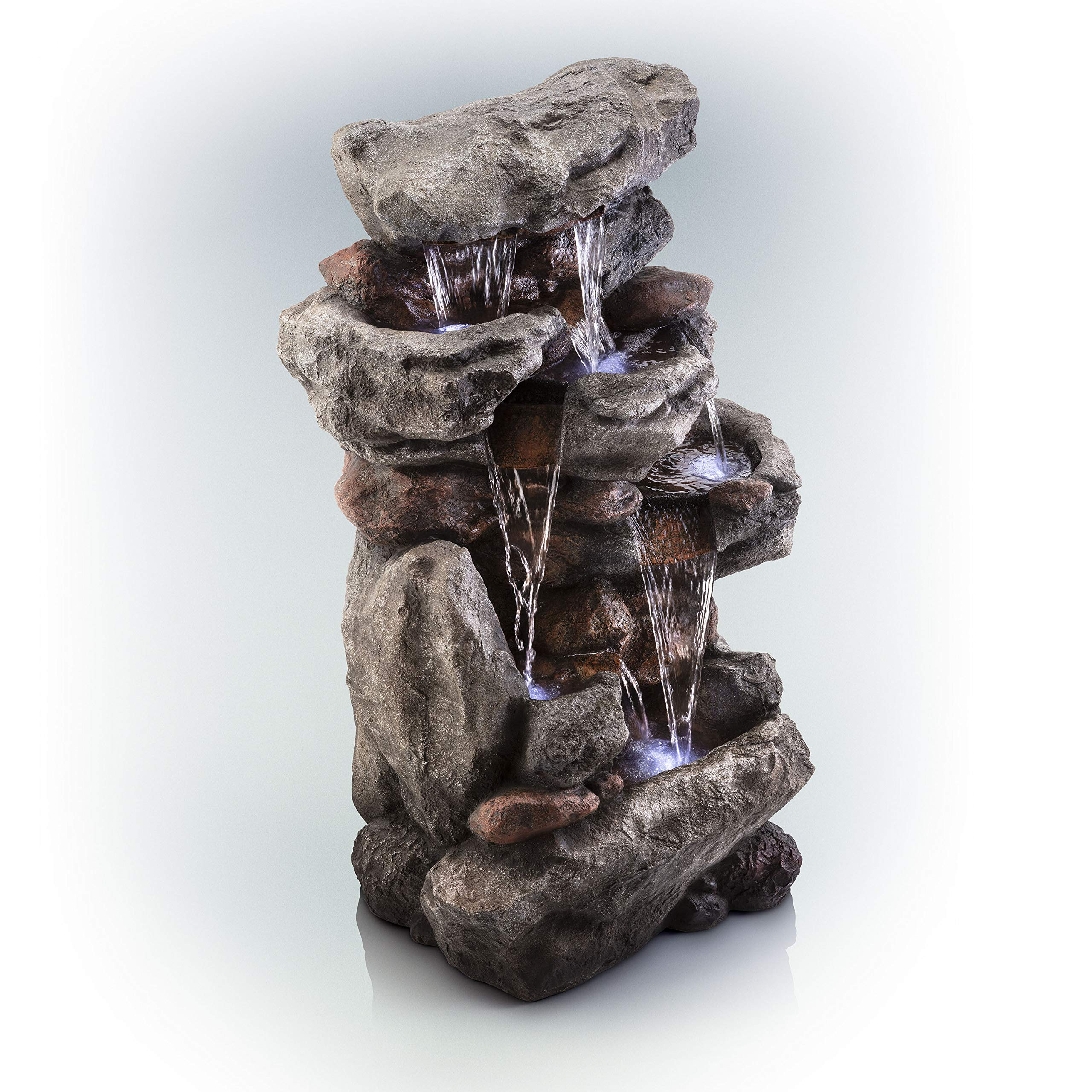 【Décor】Rainforest Rock Tiered LED Lights Floor Fountain, 33