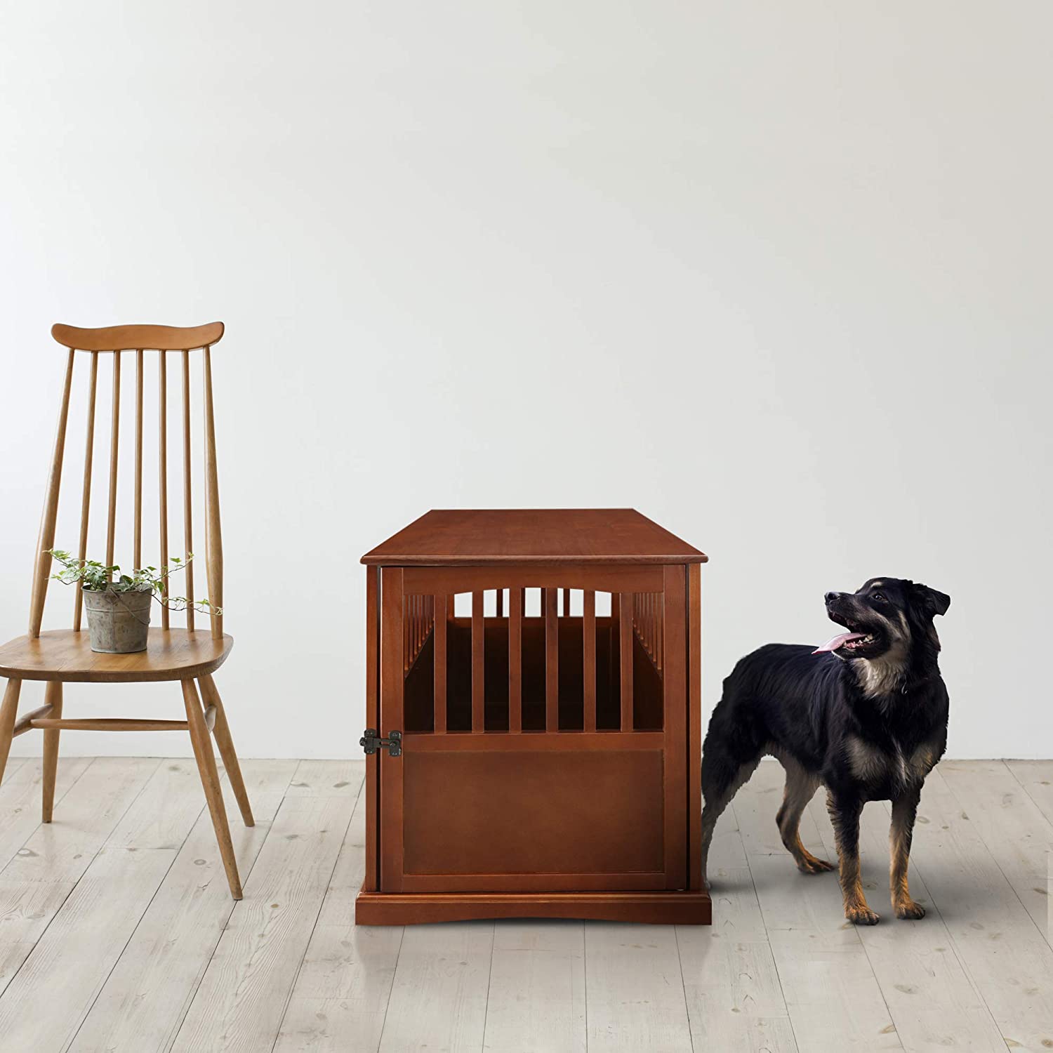 【Home&Garden】Wooden Large Pet Crate, End Table, Black