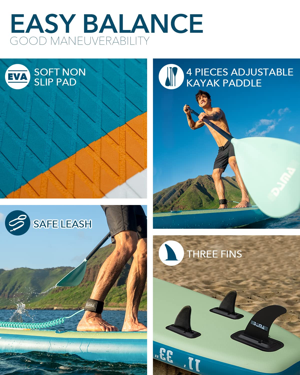 【Sports&Outdoors】Inflatable Stand Up Paddle Board 11'x33''x6'', Yoga Paddleboard, Fishing Paddle Boards