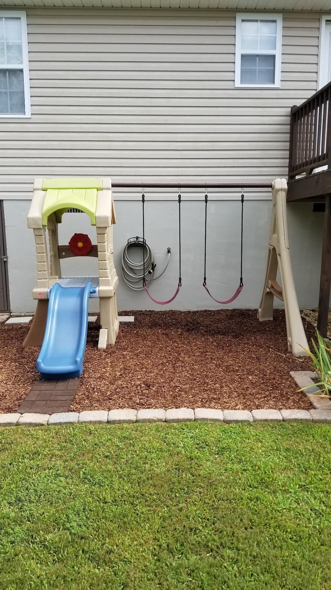 【Baby&Kids】Play Up Gym Set, Kids Outdoor Swing Set with Slide, Plastic Play Set with Swings