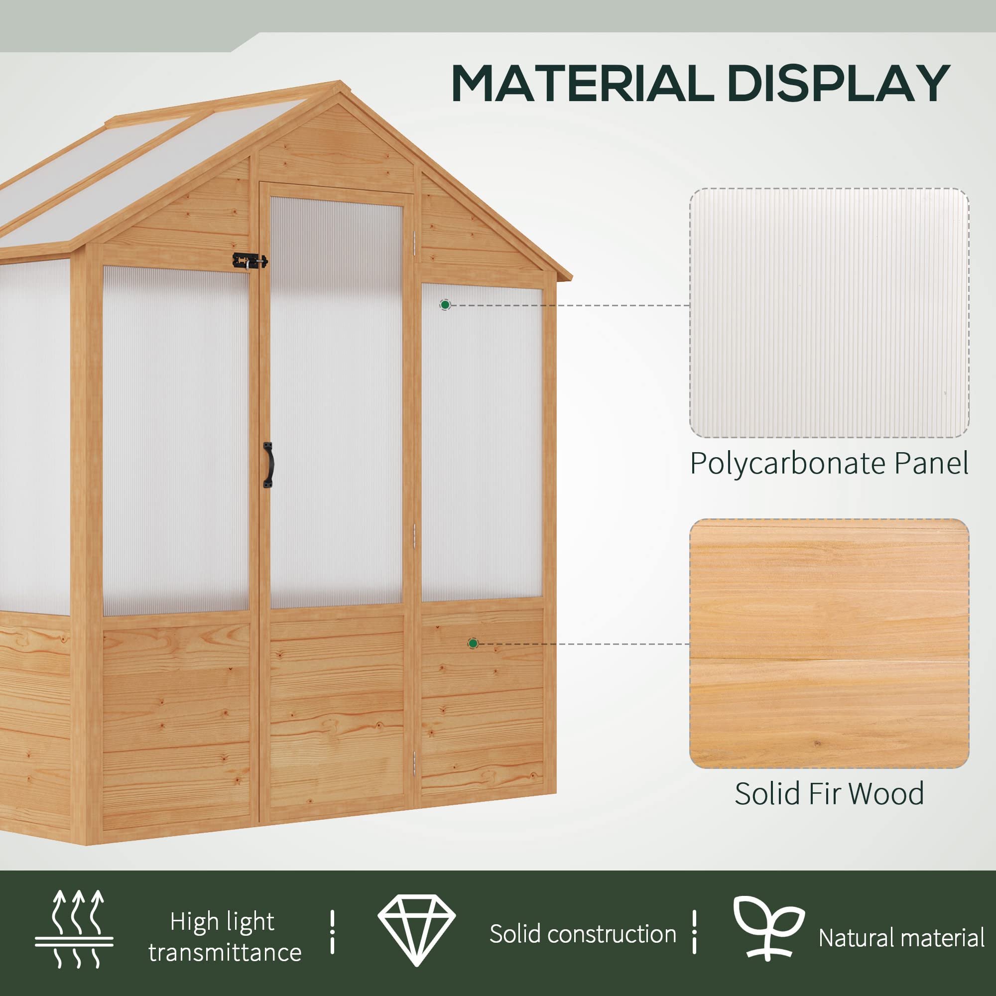 【Home&Garden】6' x 4' x 7' Polycarbonate Greenhouse, Walk-in Hot House Kit, Hobby Greenhouse with Lockable Door