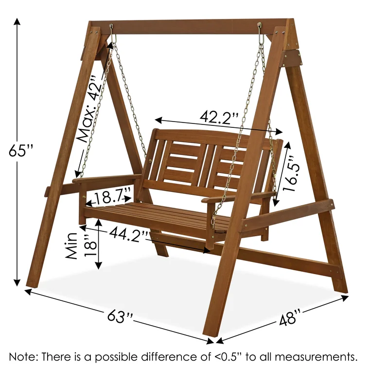 【Home&Garden】 2 Person Solid Wood Porch Swing