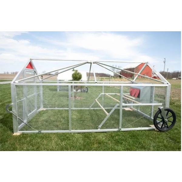 【Home&Garden】【BS】Chicken Coop, Large Metal Walk-in Poultry Cage Kennel with Waterproof Cover