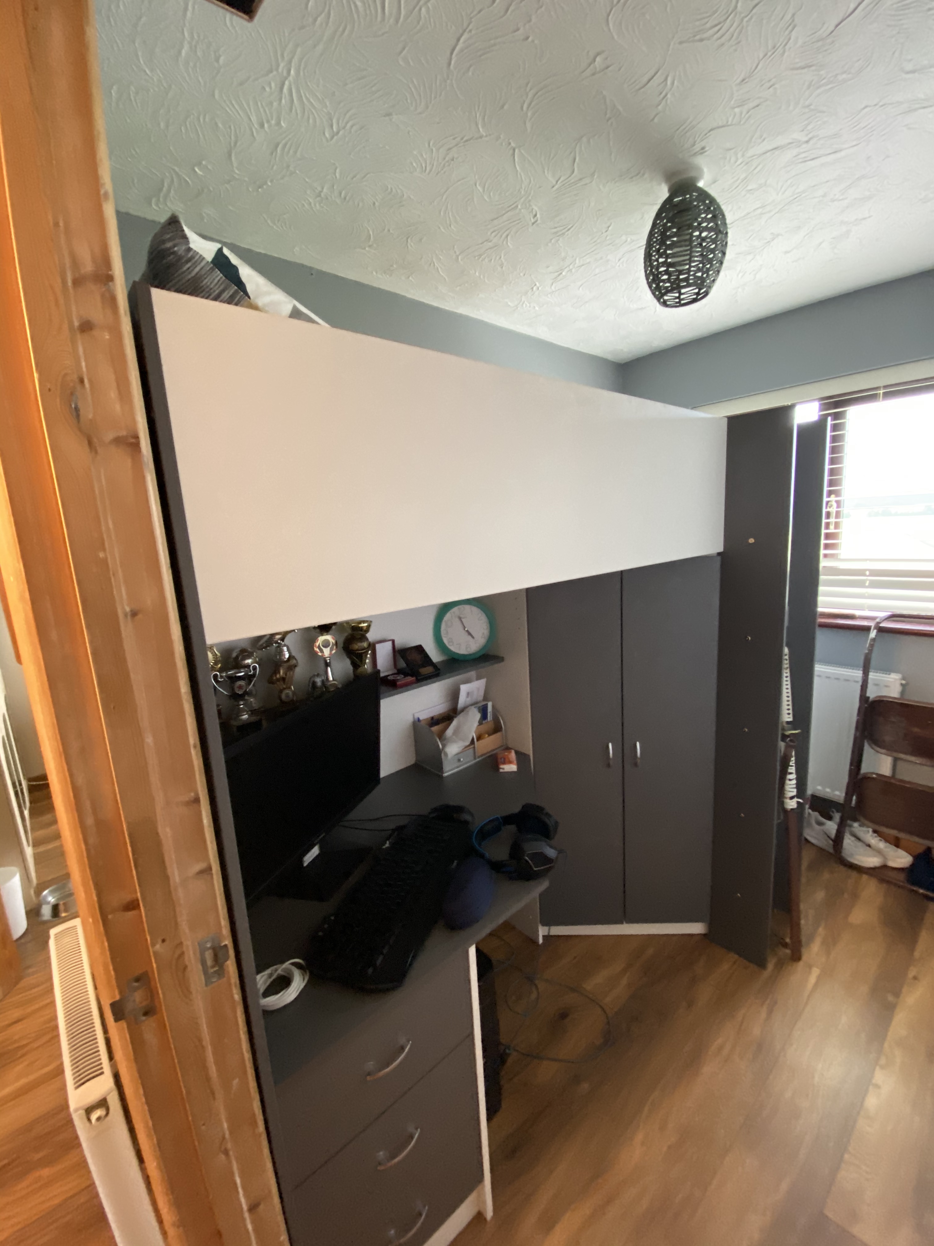 【Furniture】High Sleeper Calder High Bed M227 (Grey & White)