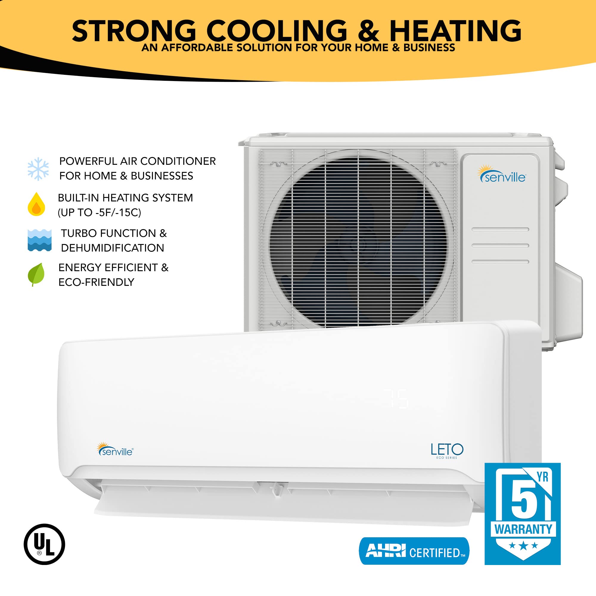 【Appliances】Senville LETO Series Mini Split Air Conditioner Heat Pump, 12000 BTU 110/120V