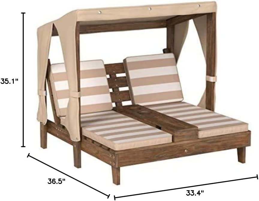 【Furniture】KidKraft 534 Double chaise longue avec porte-gobelets - Expresso et écru - en bois , Meuble de jardin pour enfant, 3-6 Ans