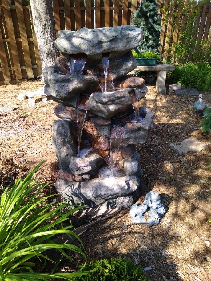 【Décor】Rainforest Rock Tiered LED Lights Floor Fountain, 33