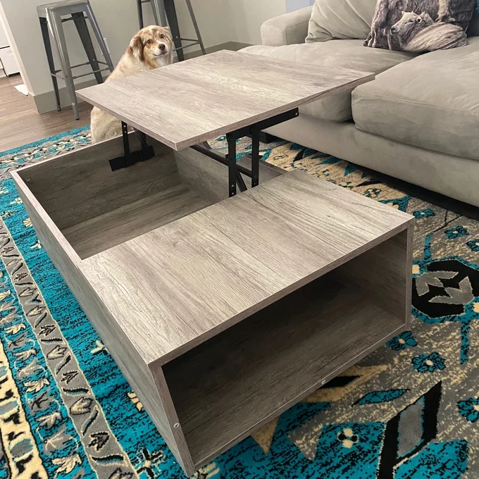 【Furniture】Kianna Lift Top Block Coffee Table with Storage