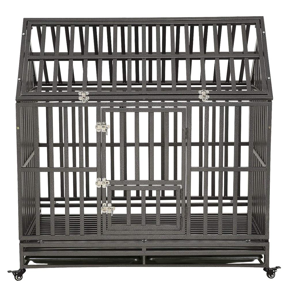 【Pet】42 Heavy Duty Dog Crate Large Dog cage Strong Metal Dog Kennels & Crates for Large Dogs