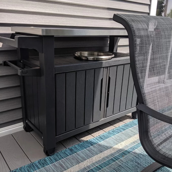 【Home&Garden】Arrilla Winston Porter Bar Cart Made of Durable Wood-look Resin And Stainless Steel Countertop