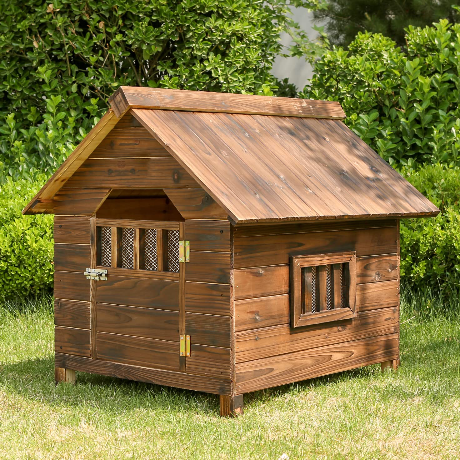 【Pet】Dog Kennels for Outside, Wood Dog House Outdoor Dog Kennel Dog Cage Villa, 36x39x37 in