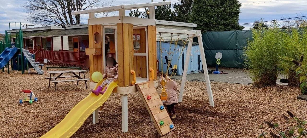 【Baby&Kids】Modern Outdoor Backyard Swing Set Children's Rock Climbing Wood Playground Playset 2 Belt Swings