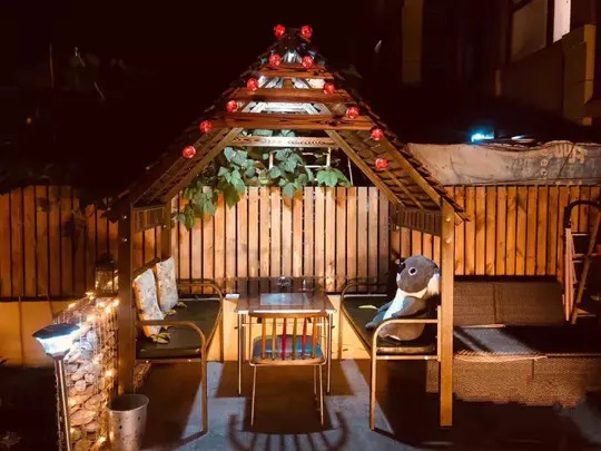 【Gazebo】Leisure Log Cabin Solid Wood Outdoor Patio Garden Pavilion Rain Proof Removable House