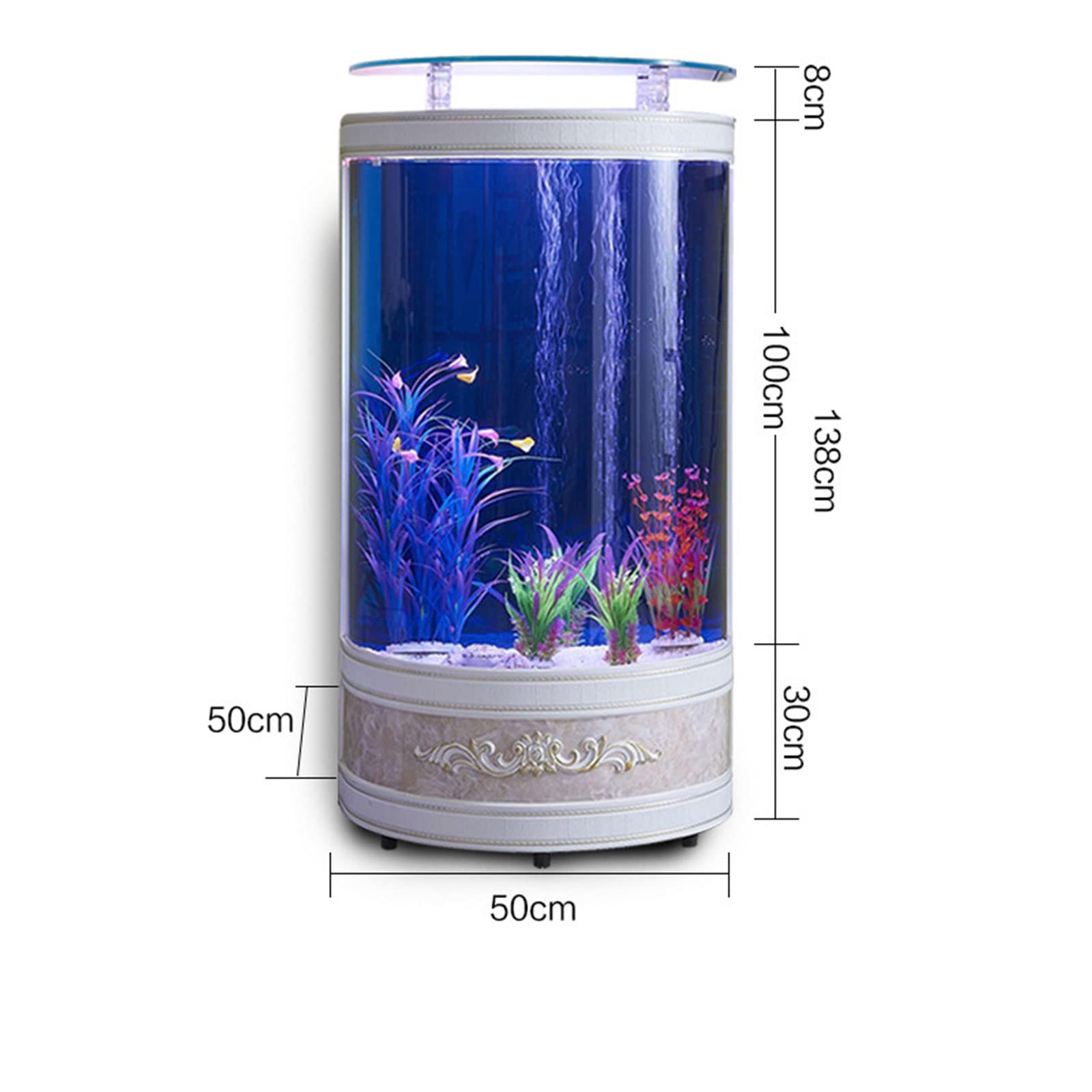 【Pet】Semi-Circular Fish Tank Aquarium Living Room Floor-To-Ceiling Free Water Change Ecological Glass Bar