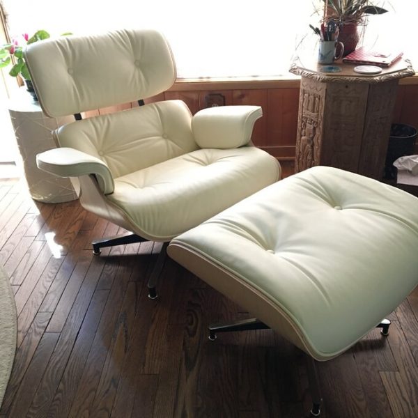 【Furniture】【BS】Genuine Leather Recliner with Ottoman, Mid Century Classic Lounge Chair