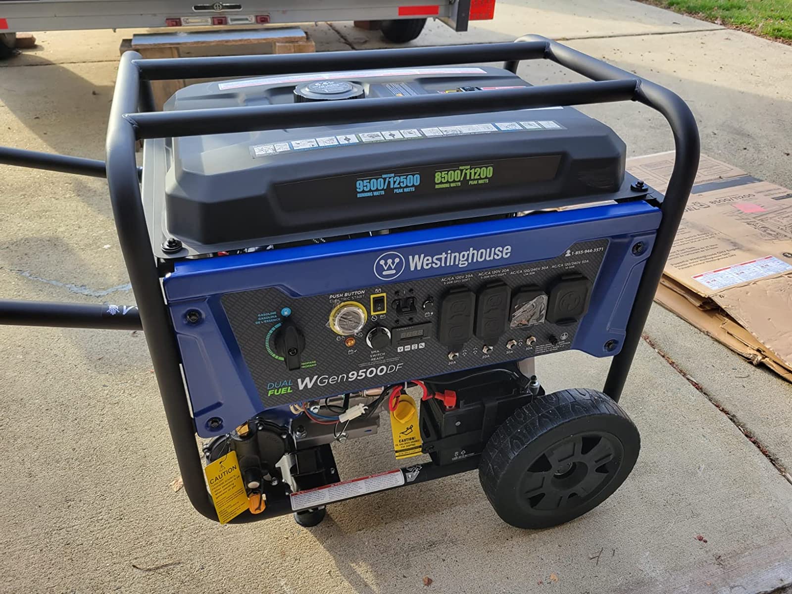 【Appliances】12500 Watt Dual Fuel Home Backup Portable Generator, Remote Electric Start, Transfer Switch Ready
