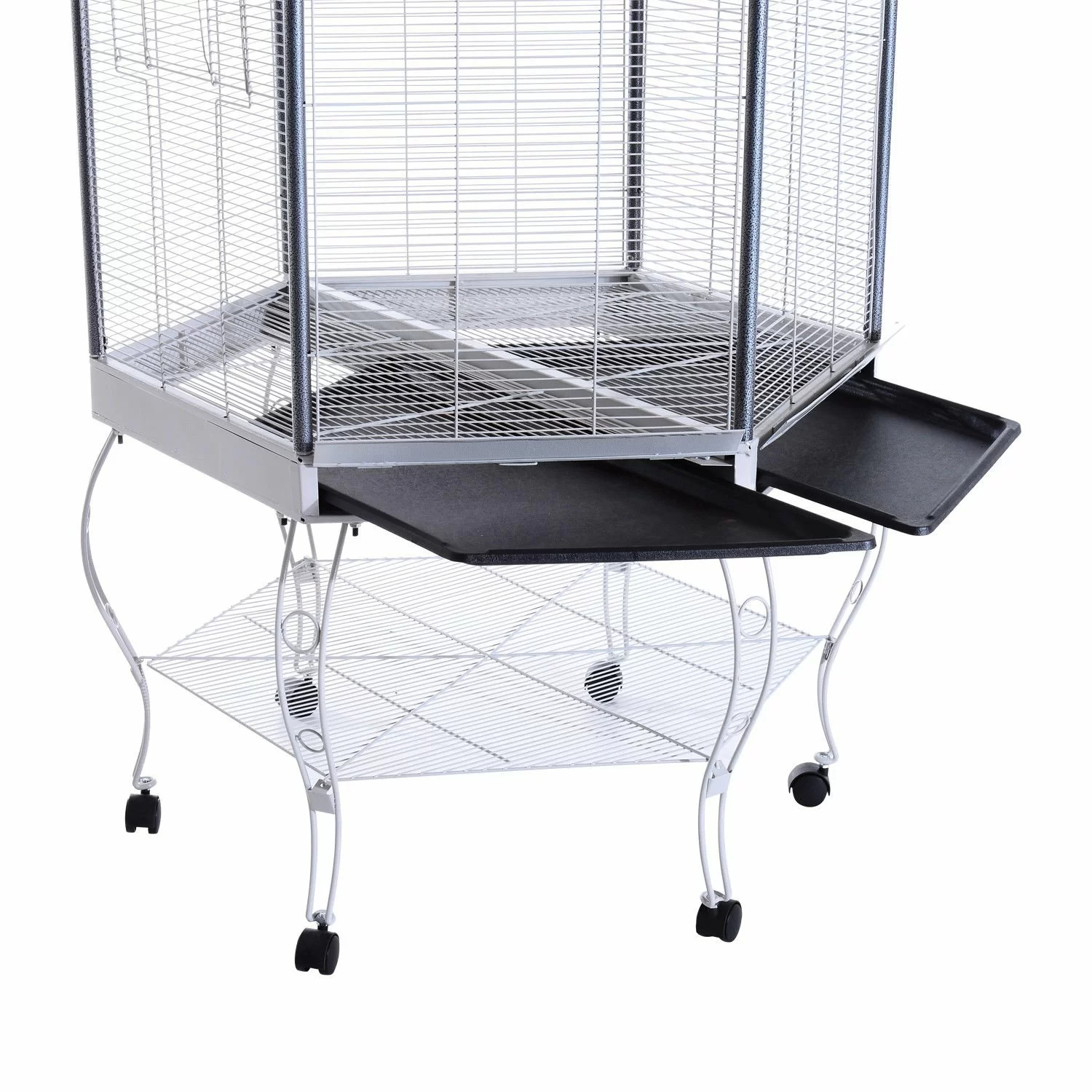 【Pet】Franconia 79'' Iron Pointed Top Flight Cage with Wheels