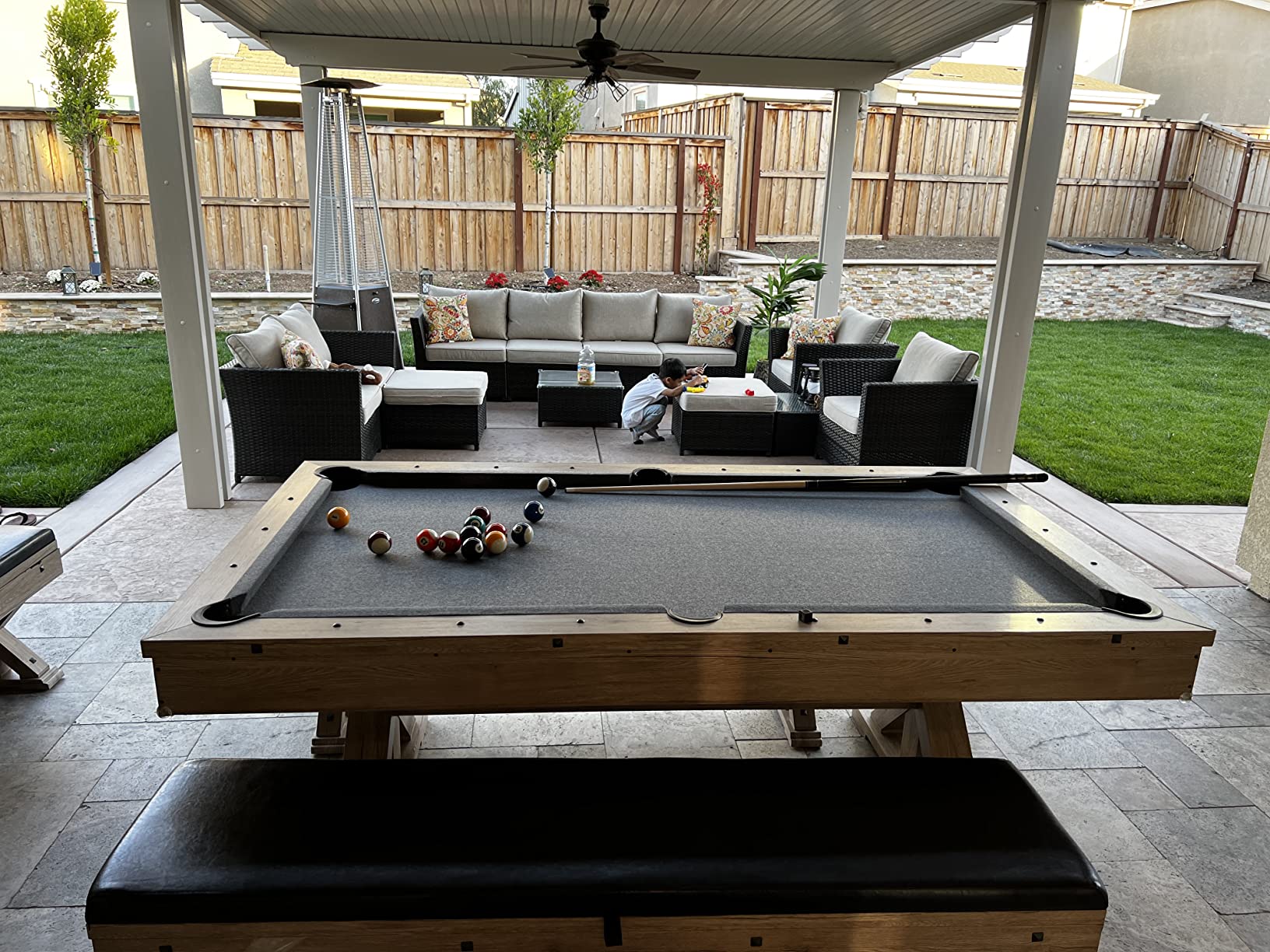 【Sports&Outdoors】【BS】Rockford 7-FT 3 in 1 Multi Game Featuring Pool Dining Table & Table Tennis Tables