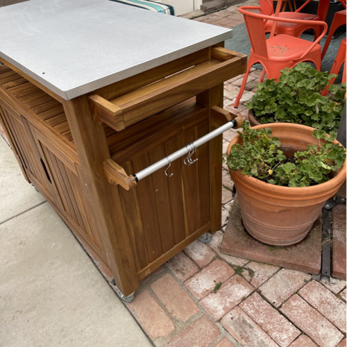 【Home&Garden】Amagansett Sand & Stable Bar Cart with Solid Wood Outer Material