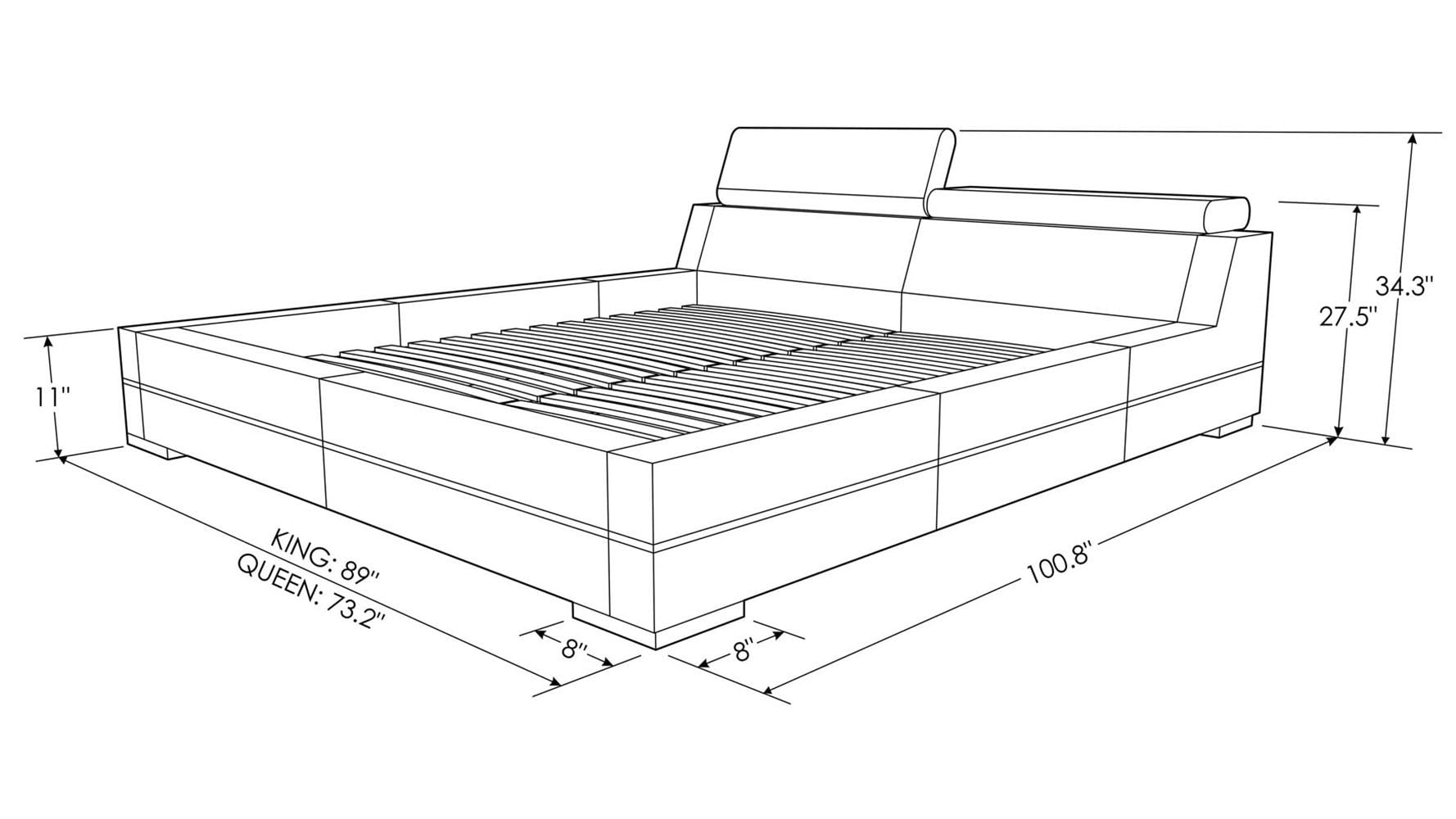 【Furniture】Hera Genuine White Leather Platform Bed with Adjustable Headrests - King