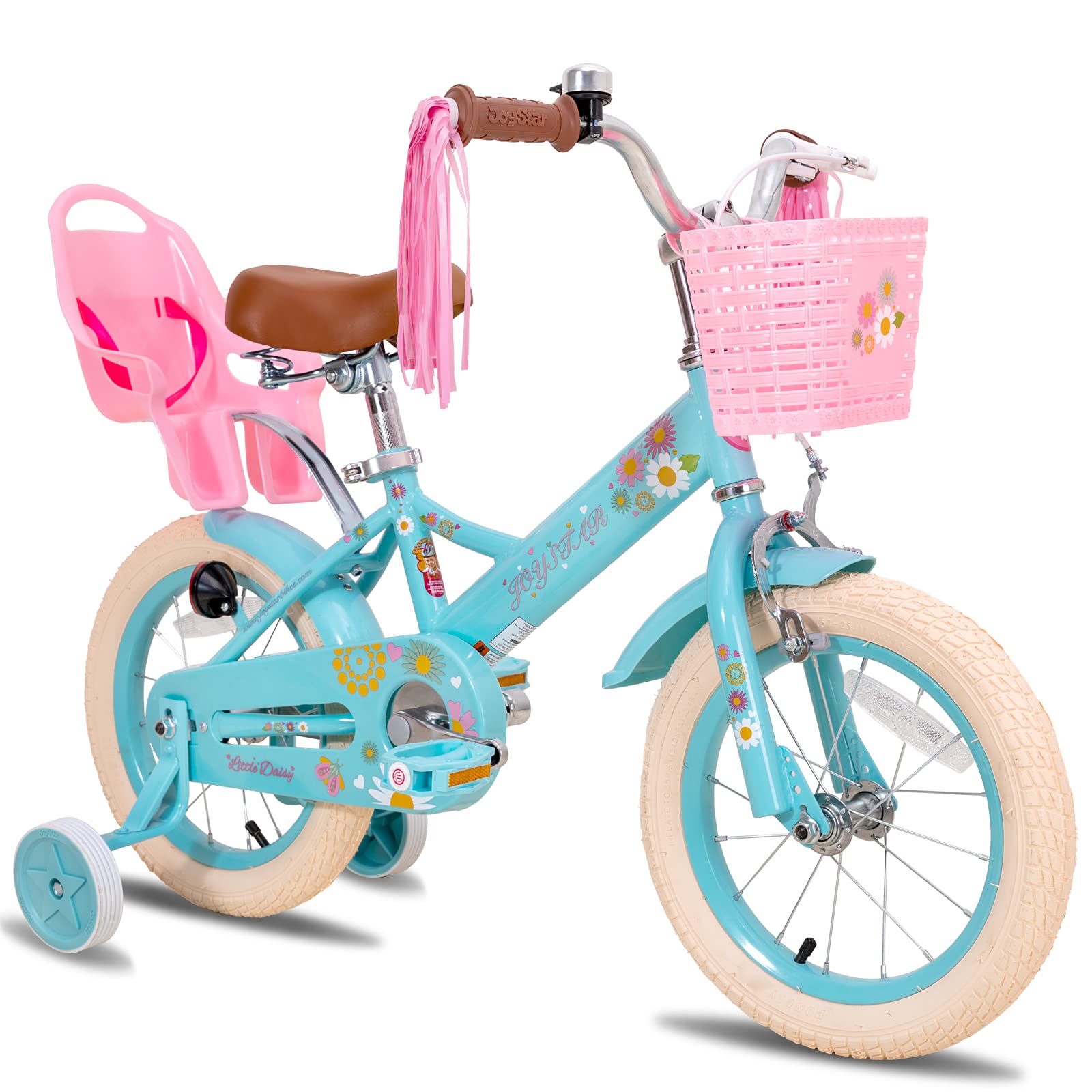 【Sports&Outdoors】Little Daisy Kids Bike for 2-9 Years Girls with Training Wheels & Front Handbrake