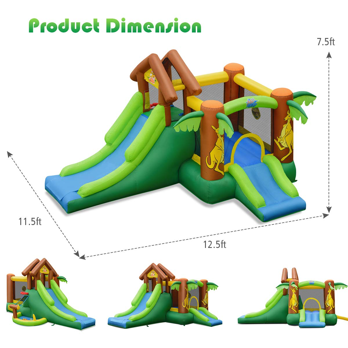 【Sports&Outdoors】Inflatable Water Slide Park, 6 in 1 Multifunctional Kids Water Slide Bouncy Castle