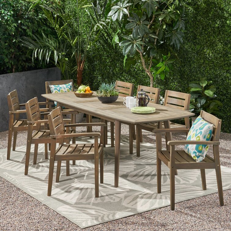 【Home&Garden】Maldonado Rectangular 8 - Person Outdoor Dining Set