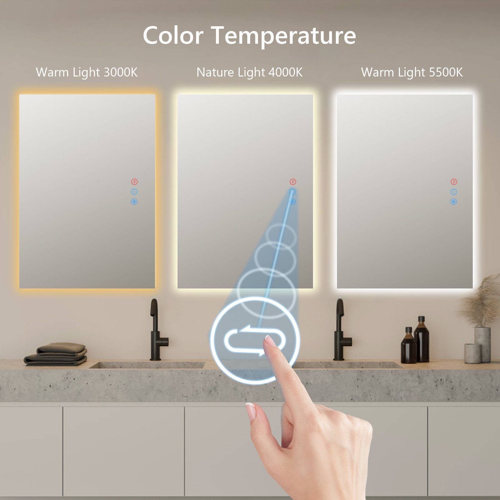 【Home Improvement】Bronson Rectangle LED Wall Mirror
