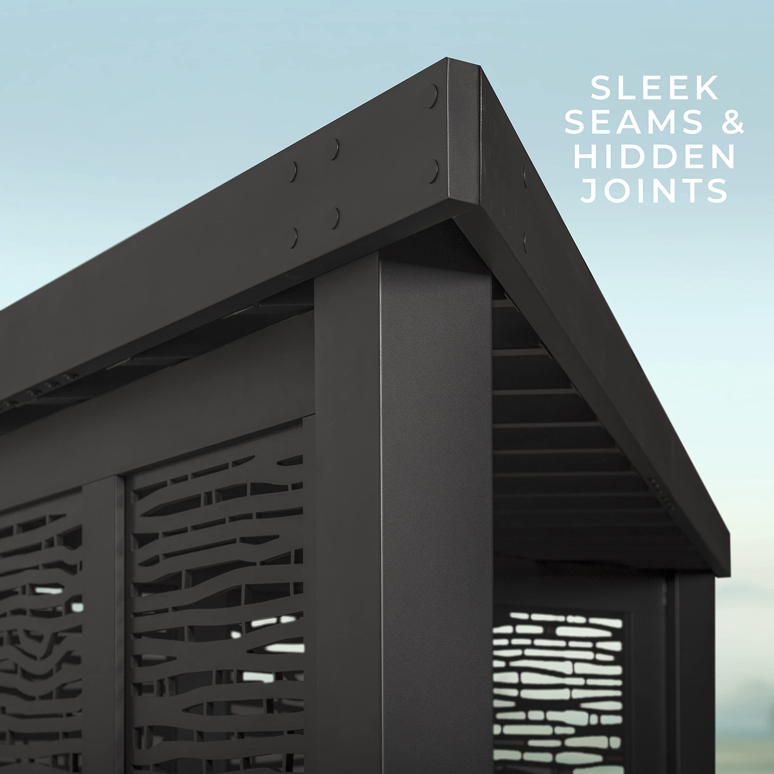 【Home&Garden】Glendale Modern Steel Cabana Pergola with Conversation Seating in Slate