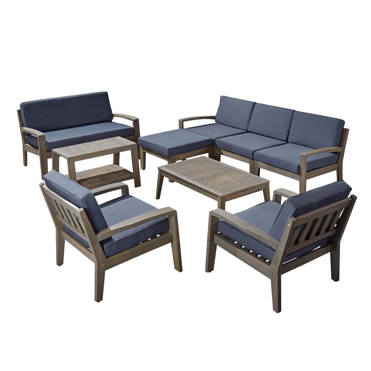 【Home&Garden】Bellevue Solid Wood 7 - Person Seating Group with Cushions