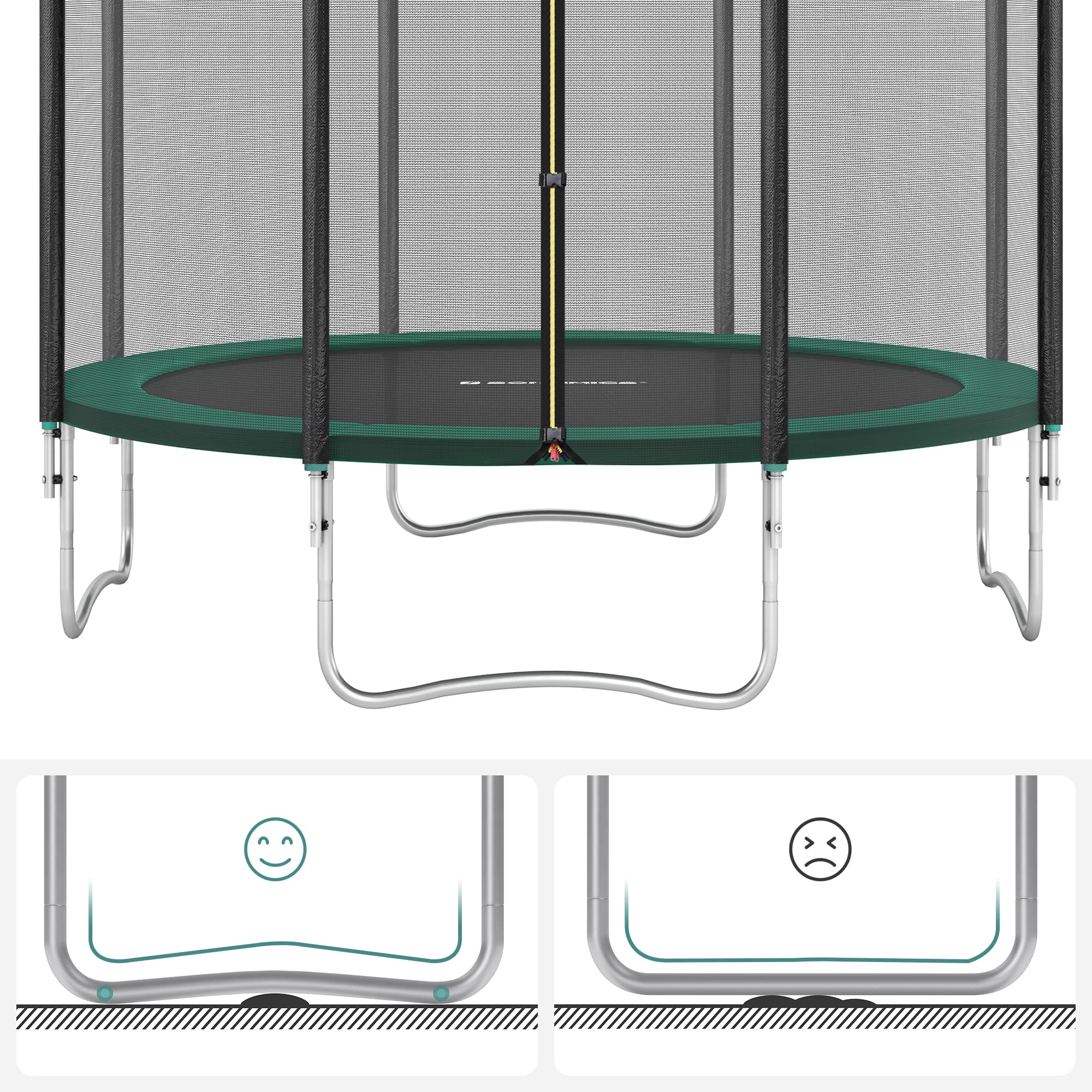 【Sports&Outdoors】Trampoline, 12 ft Round Trampoline for the Garden with Ladder, Safety Net Enclosure