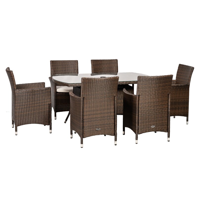 【Furniture】Rectangular 6 - Person 150Cm Long Dining Set with Cushions