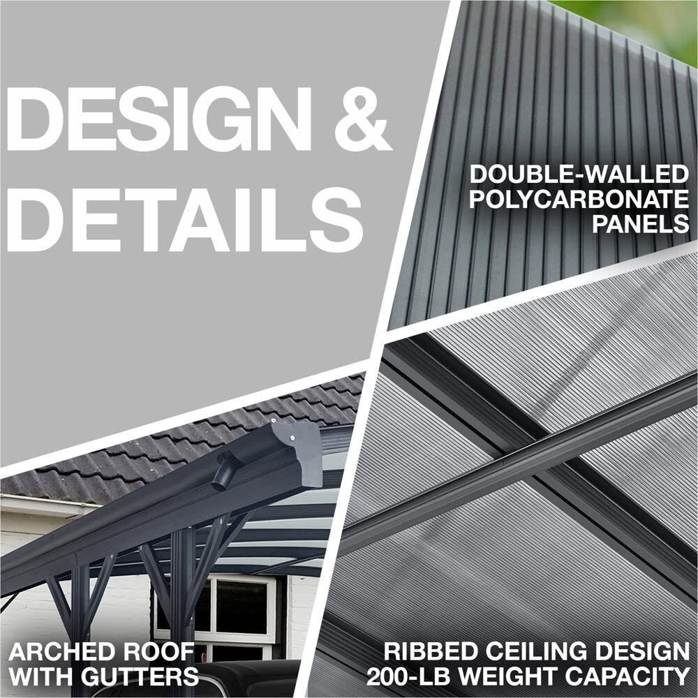 【Home&Garden】19-Ft. x 10-Ft. Aluminum Arch-Roof Carport with Polycarbonate Roof Panels