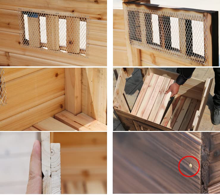 【Pet】Dog Kennels for Outside, Wood Dog House Outdoor Dog Kennel Dog Cage Villa, 36x39x37 in