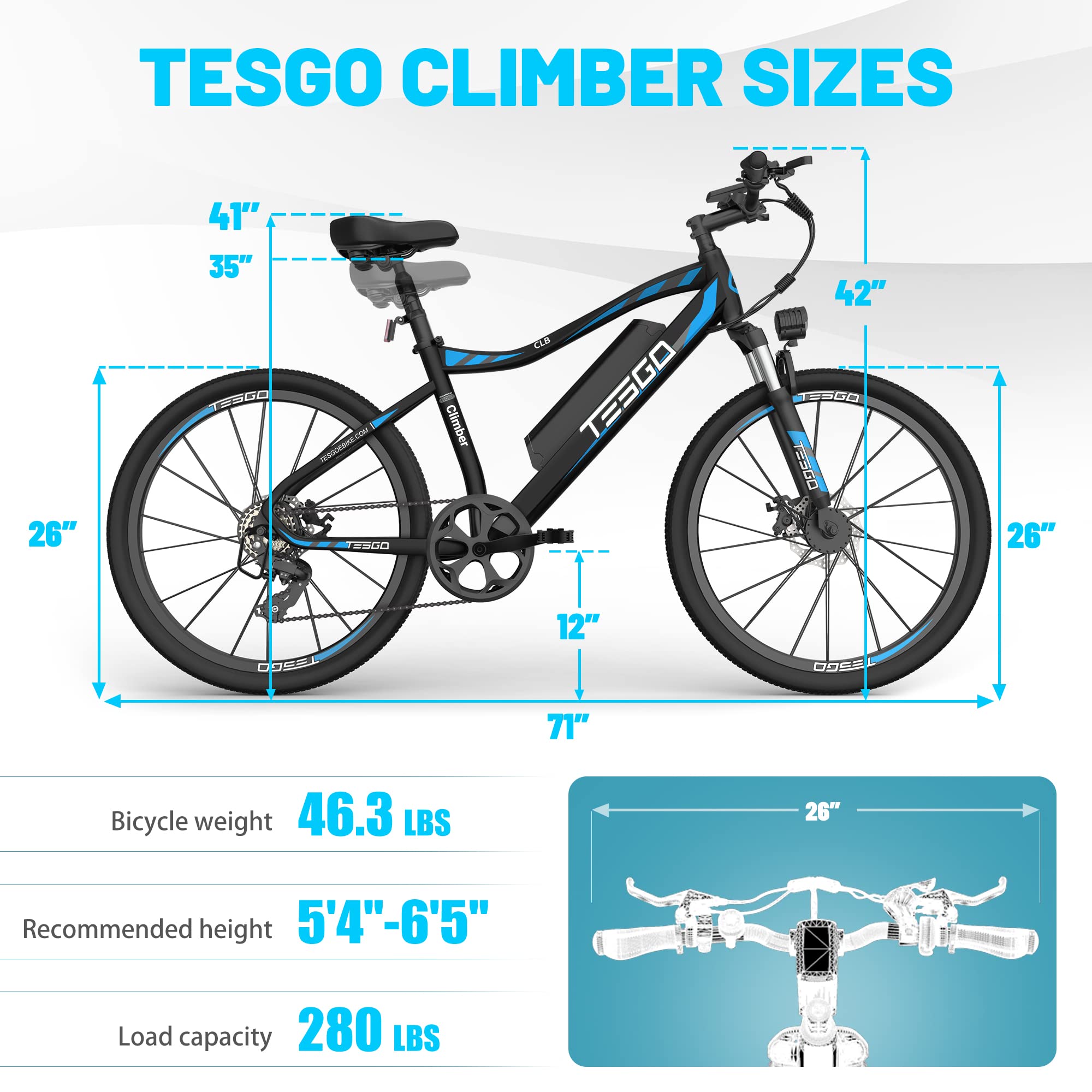 【Sports&Outdoors】Electric Bike for Adults Climber - 48V 12Ah Battery 26