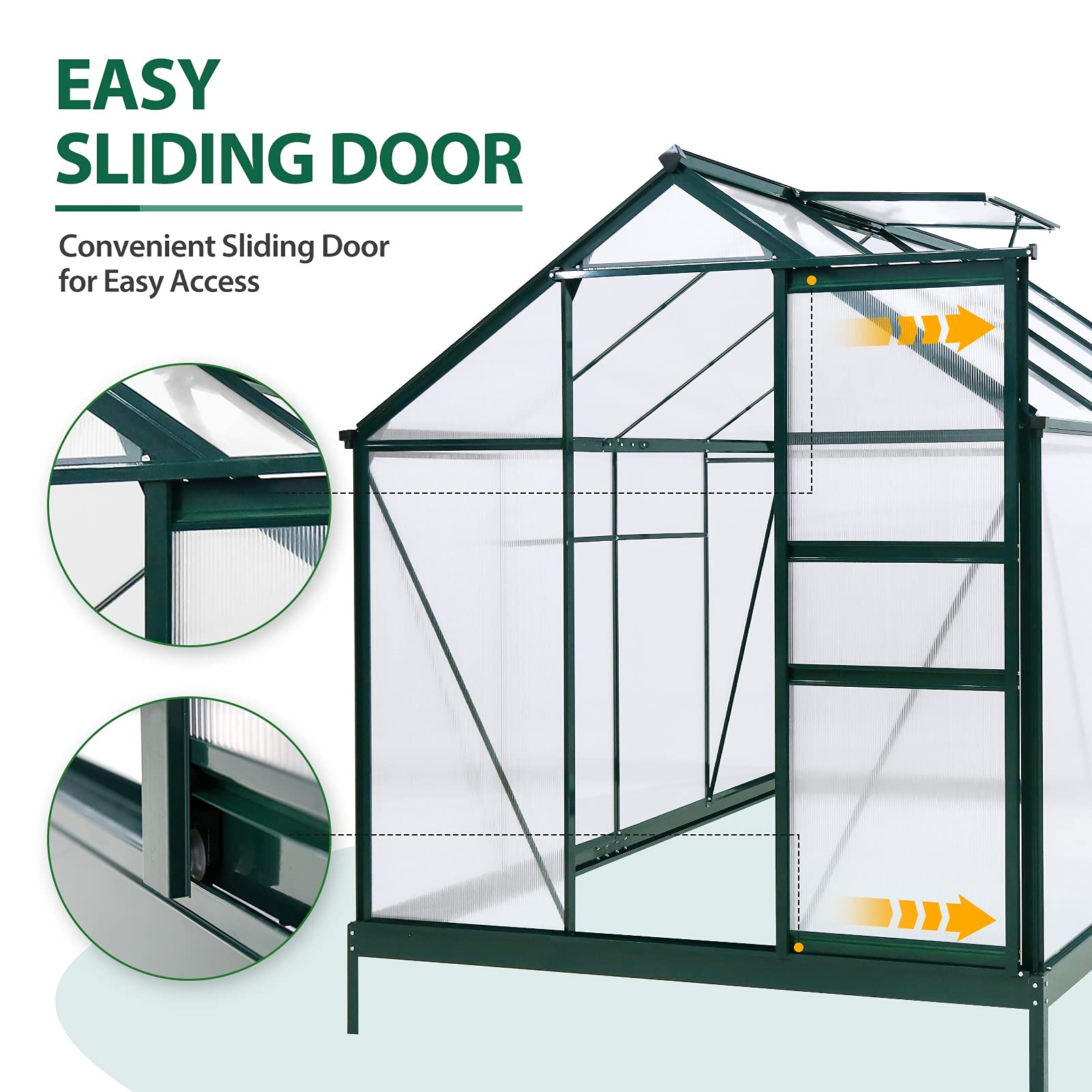 【Home&Garden】6' x 8' x 7' Outdoor Walk-in Hobby Greenhouse with Sliding Door & Ventilation Window