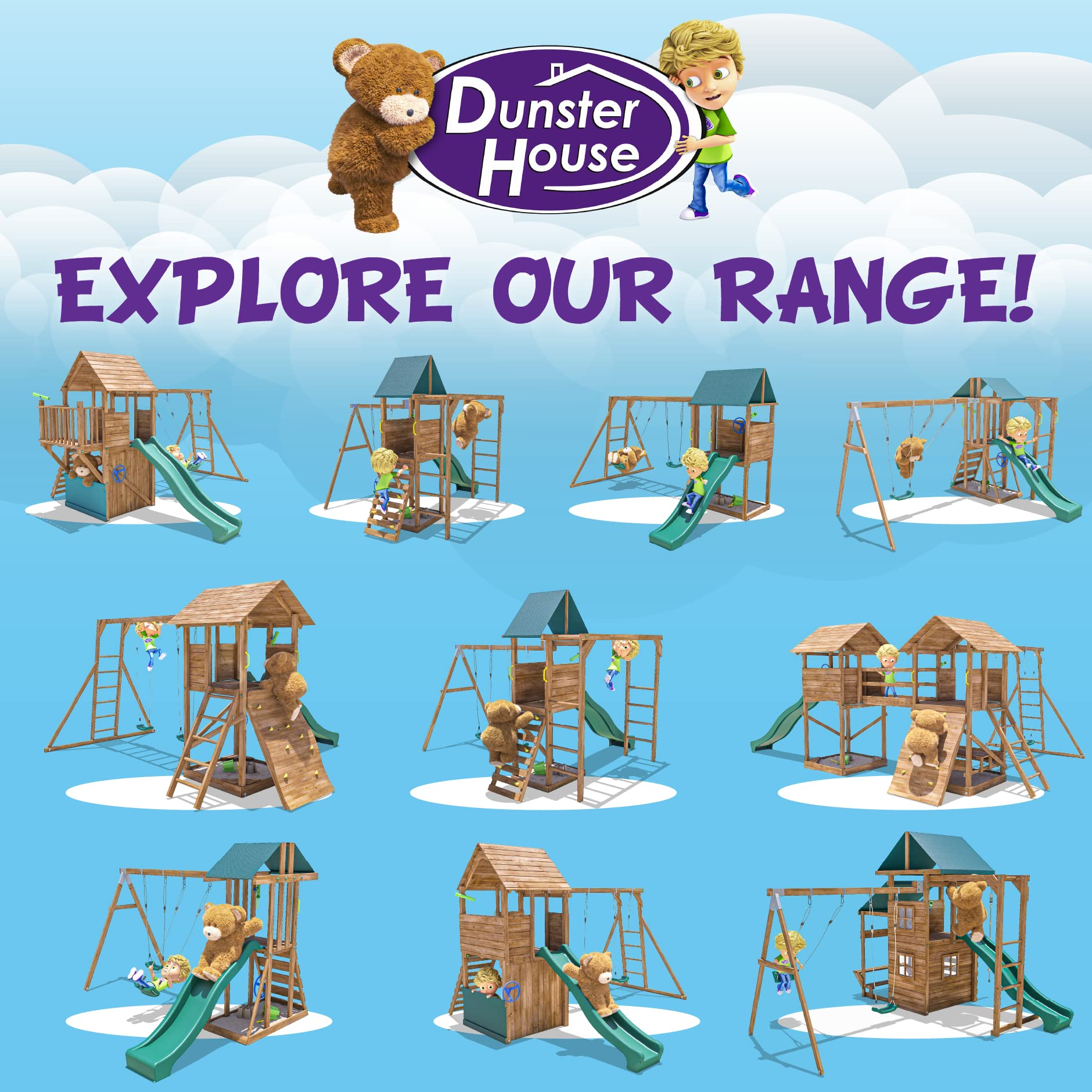 【Sports&Outdoors】Wooden Playhouse Climbing Frame Childrens Outdoor Play Tower Monkey Bar Swing Set