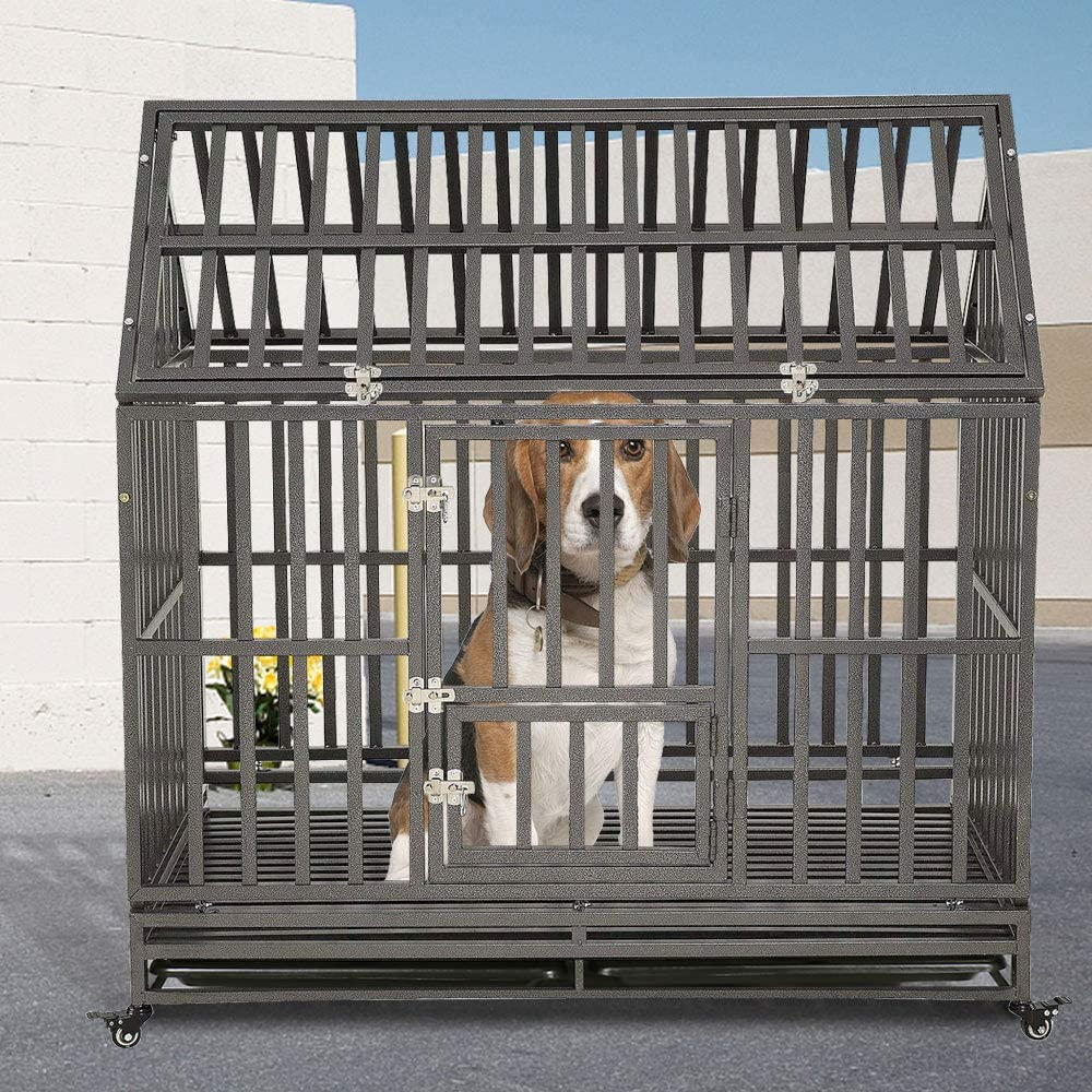 【Pet】42 Heavy Duty Dog Crate Large Dog cage Strong Metal Dog Kennels & Crates for Large Dogs