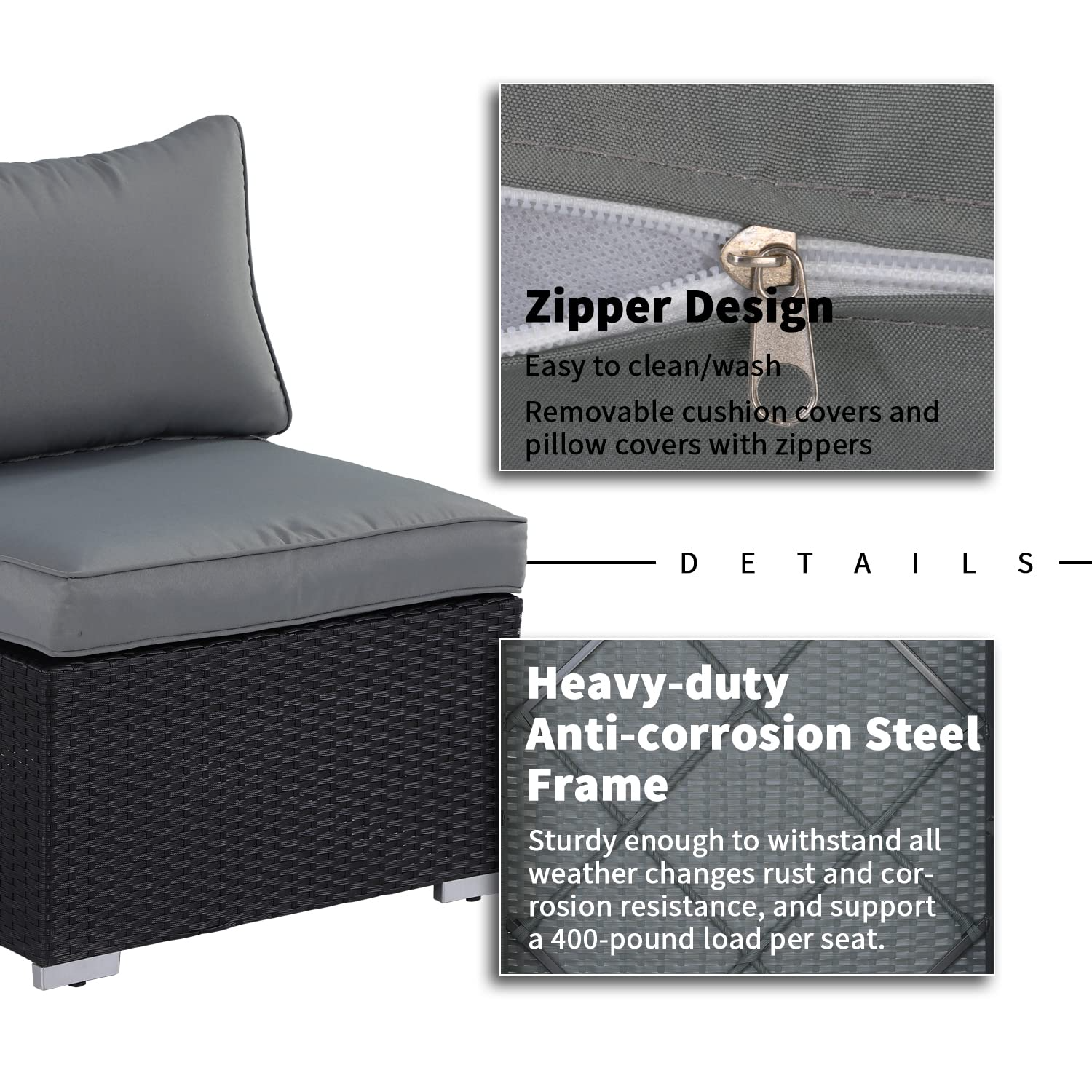 Outdoor Patio Furniture Set, 7 Pcs Patio Conversation Set Sectional Rattan Sofa Set