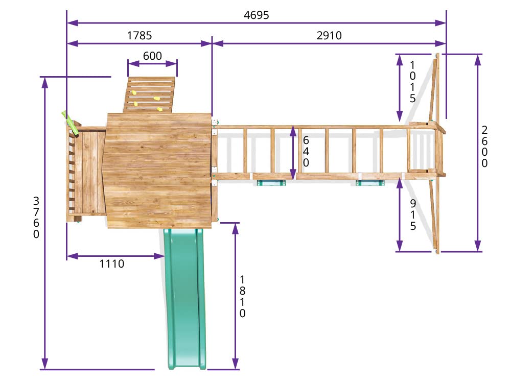【Sports&Outdoors】Wooden Playhouse Climbing Frame Childrens Outdoor Play Tower Monkey Bar Swing Set