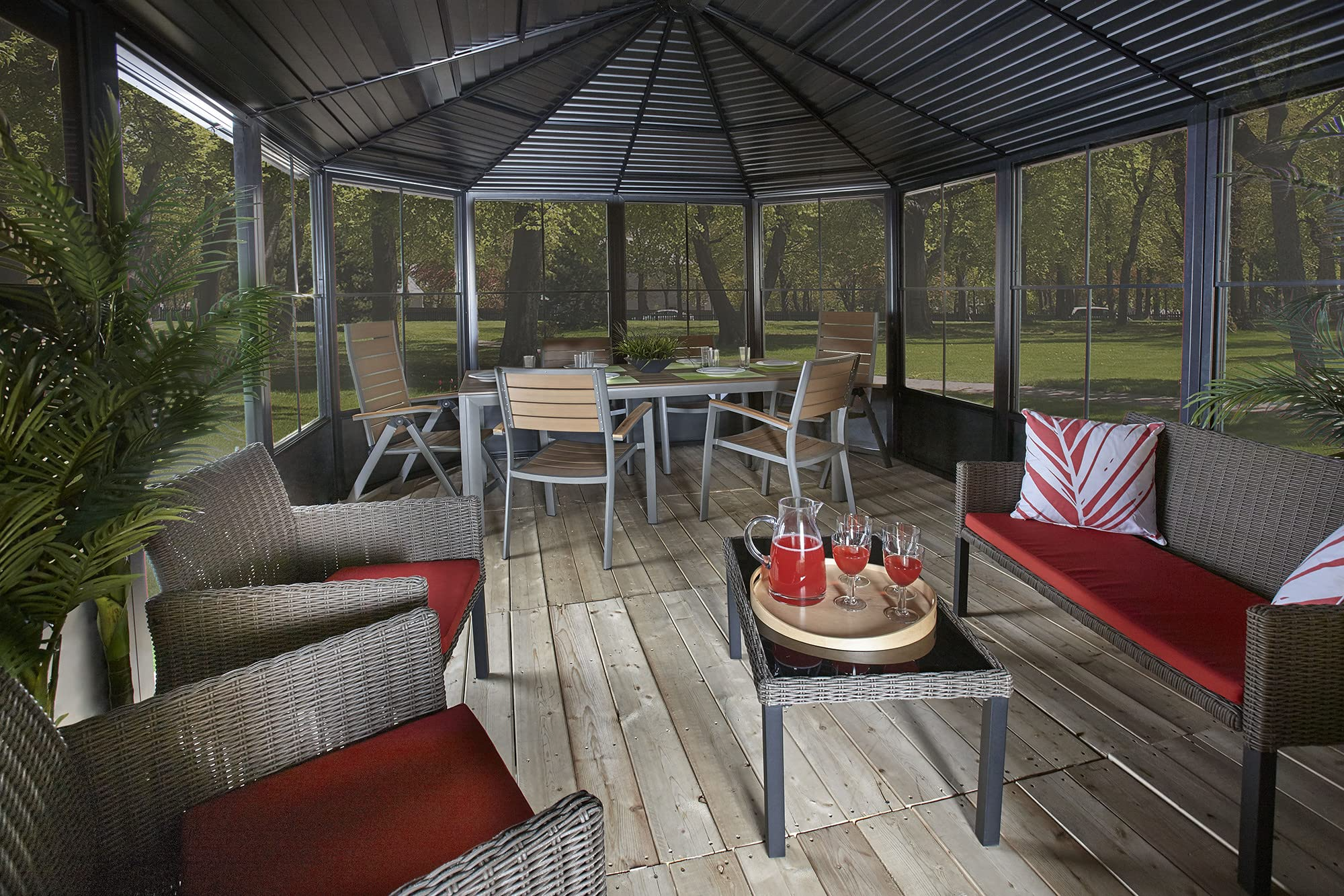 【Home&Garden】Charleston Solarium Outdoor Sunroom with Mosquito Nets, Dark Grey