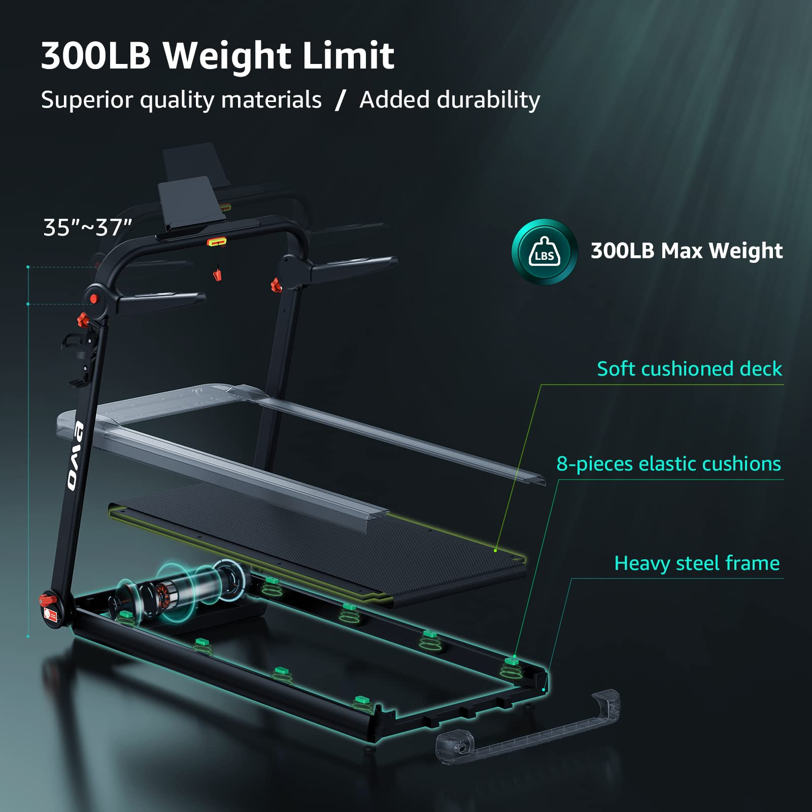Treadmills for Home 1017EB , Max 2.5HP 300 LBS Capacity Folding Treadmill