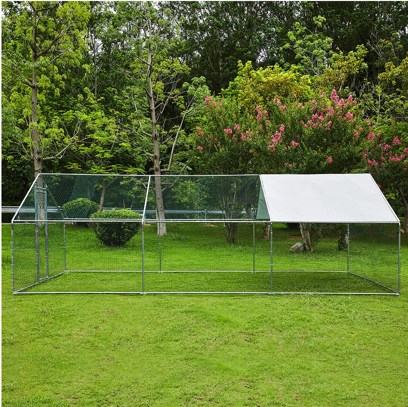 【Home&Garden】Extra Large Metal Chicken Coop Walkin Poultry Cage Rabbits Habitat Cage(19.6'Lx9.8'Wx6.5'H)