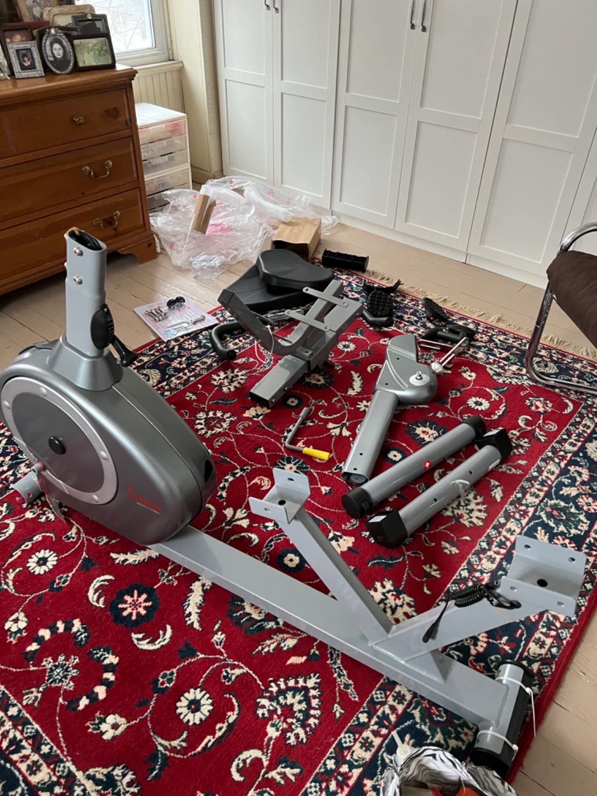 【Sports&Outdoors】Sunny Health & Fitness Recumbent Bike SF-RB4631 with Arm Exerciser, 350lb, Gray