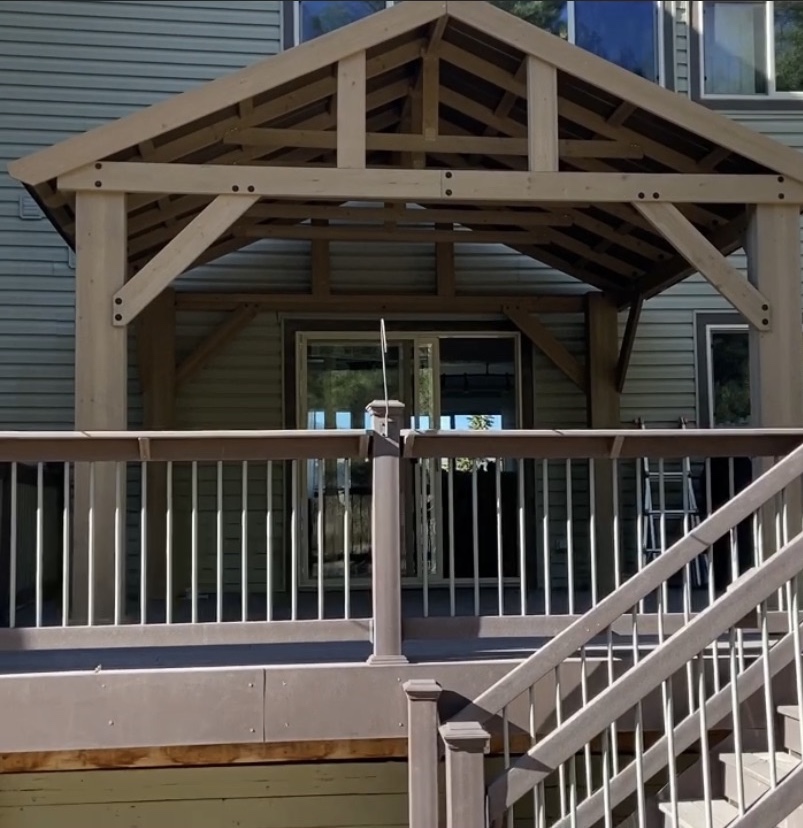 【Gazebo】14x12 Outdoor Pavilion Gazebo, Pre-Stained Premium Cedar Wood & Aluminum